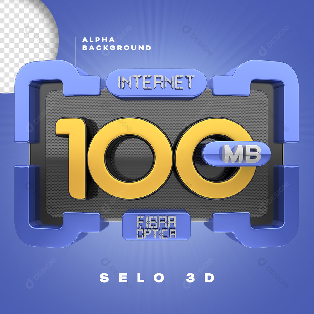 Selo 3D Internet 100MB Fibra Óptica PNG Transparente Sem Fundo