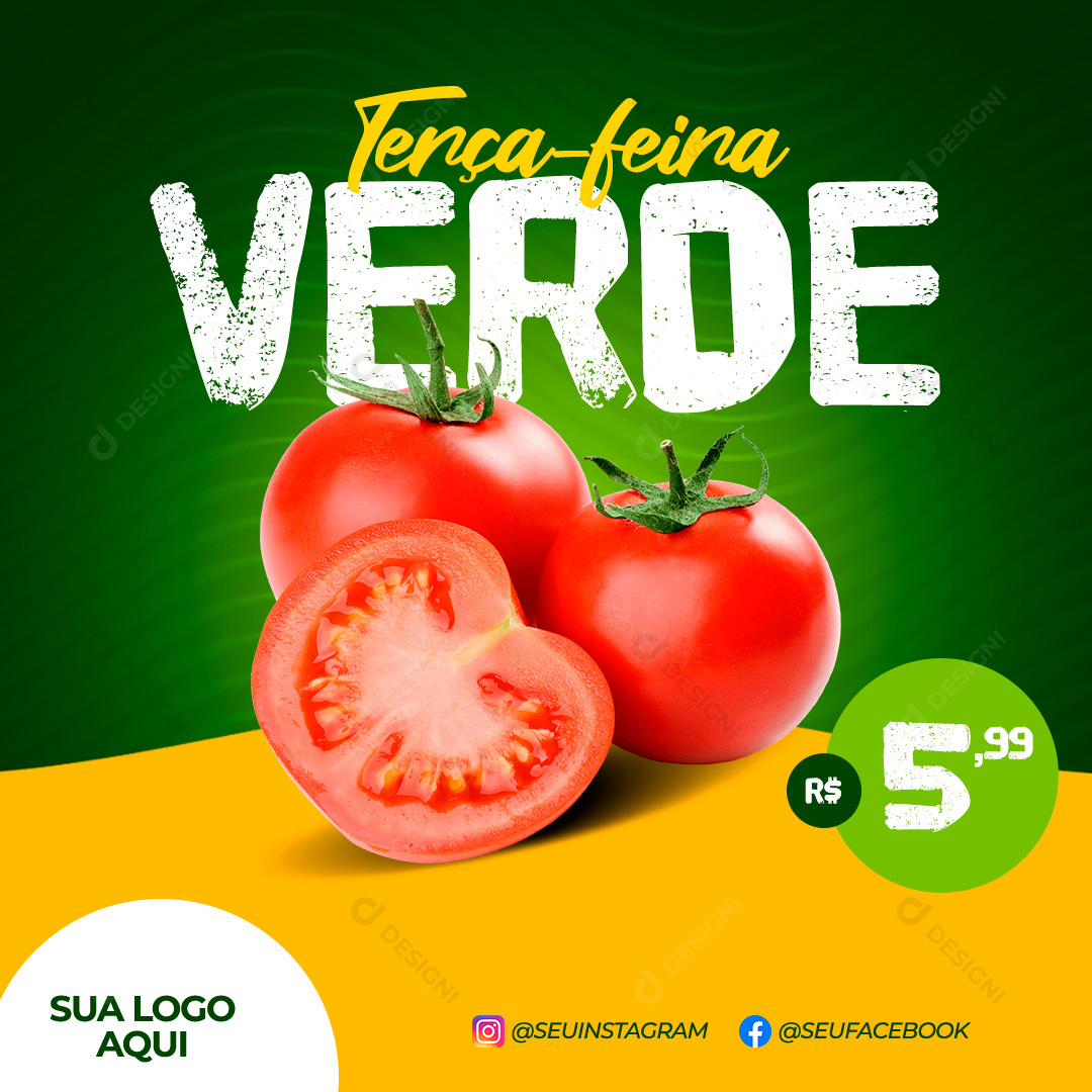 Supermercado Terça-Feira Verde Social Media PSD Editável