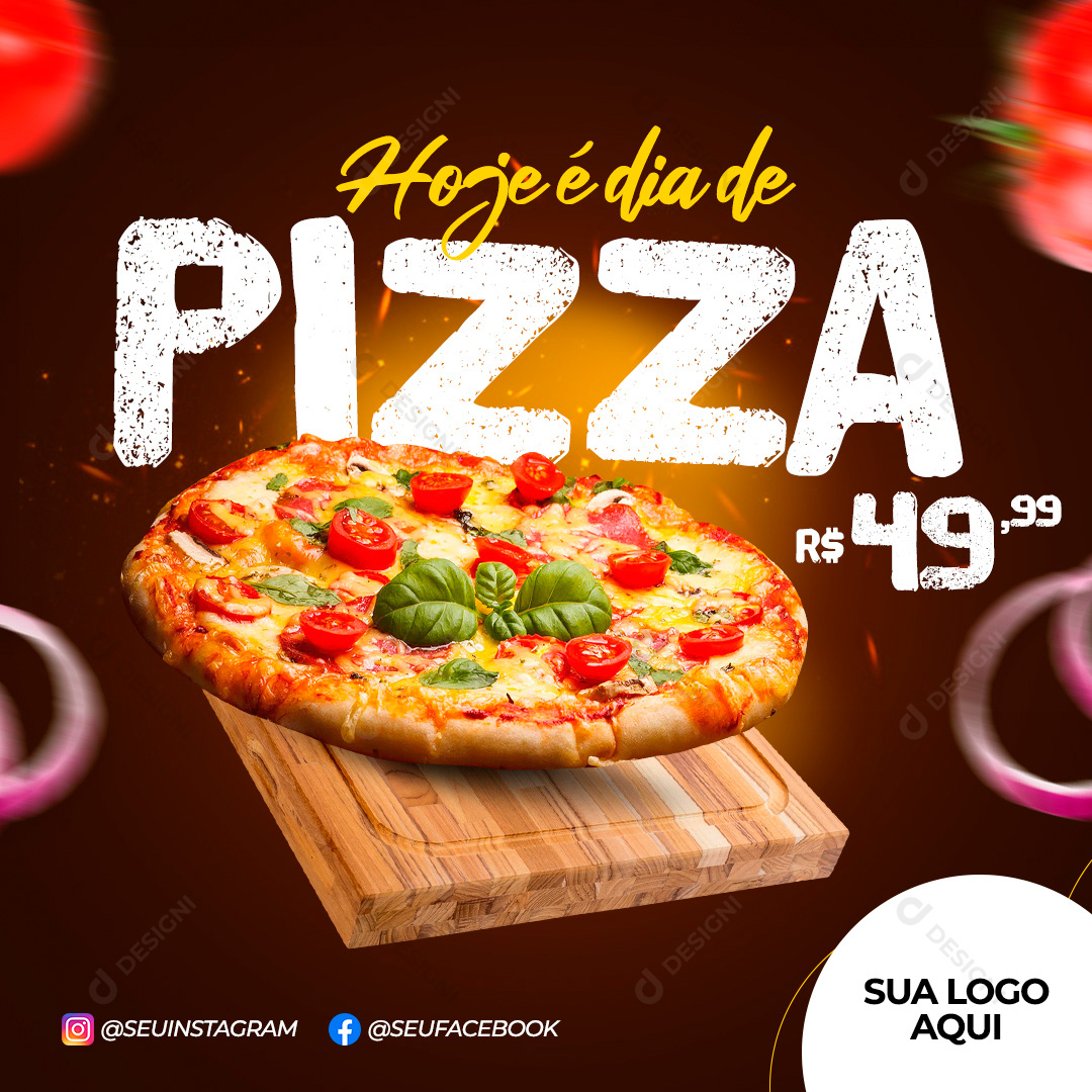 Pizzaria Hoje e Dia de Pizza Social Media PSD Editável