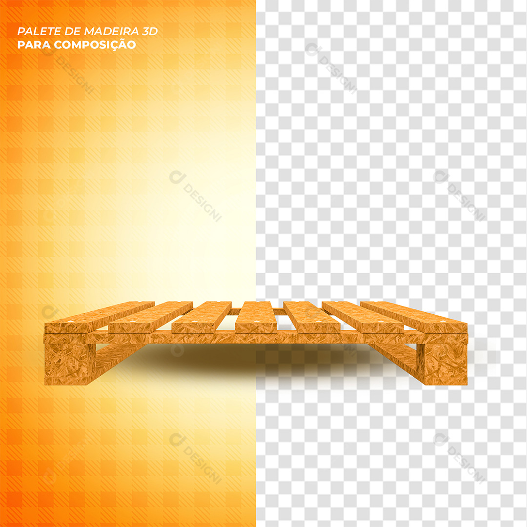 Palite de Madeira 3D Para Composição PNG Transparente Sem Fundo