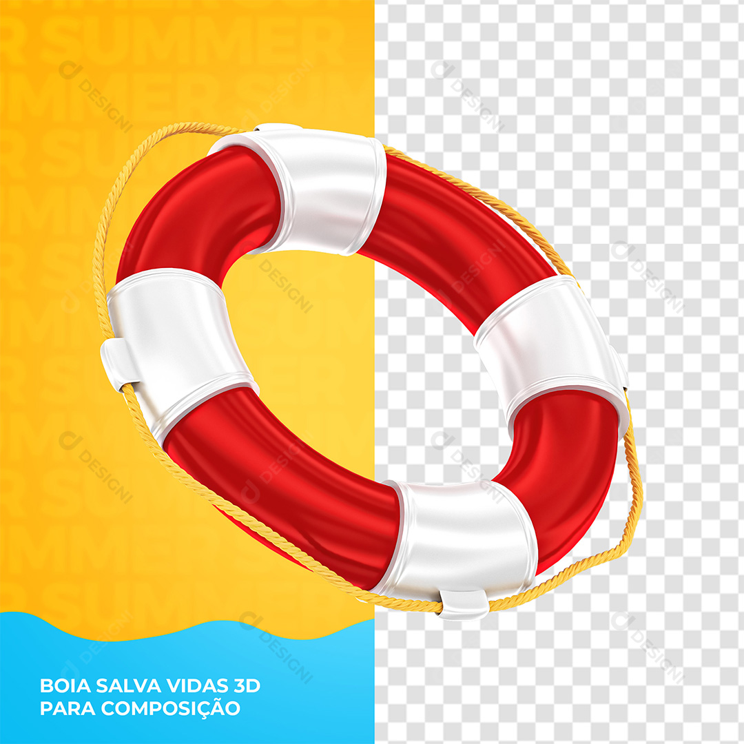 Boia Salva Vidas 3D Para Composição PNG Transparente