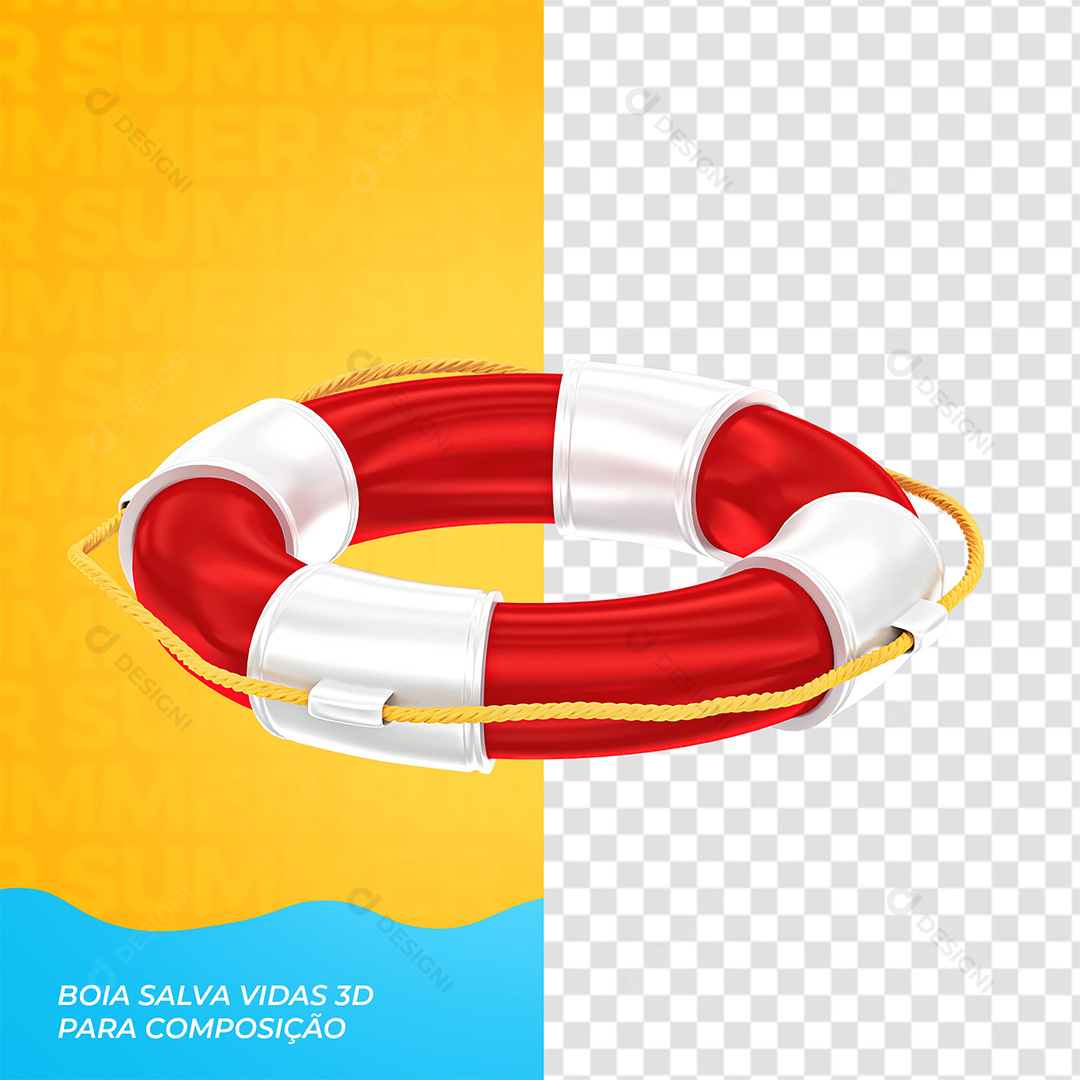 Boia Salva Vidas 3D Para Composição PNG Transparente