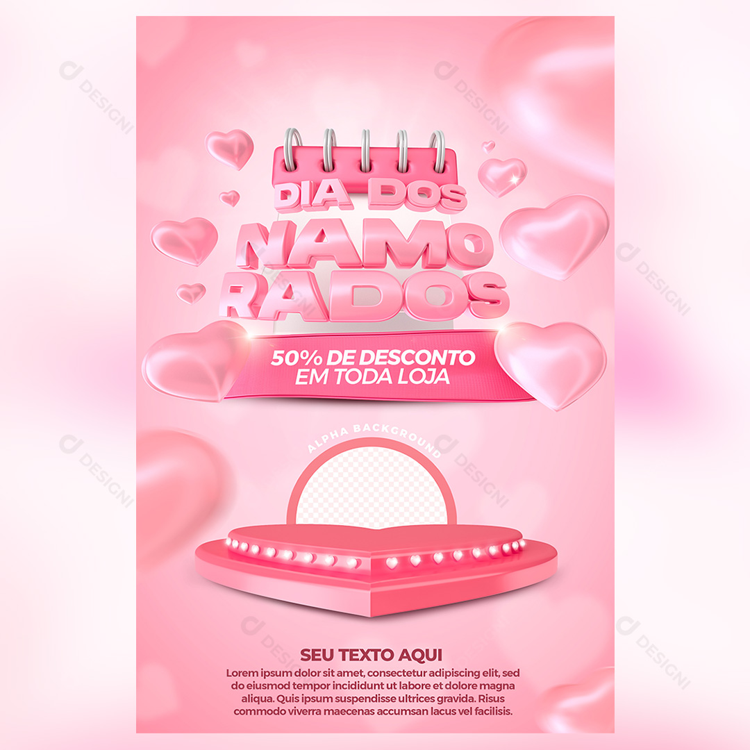 Dia Dos Namorados Story 50% de Desconto Social Media PSD Editável