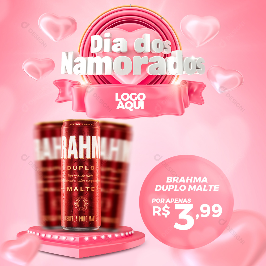 Dia Dos Namorados Cerveja Brahma Duplo Malte Social Media PSD Editável