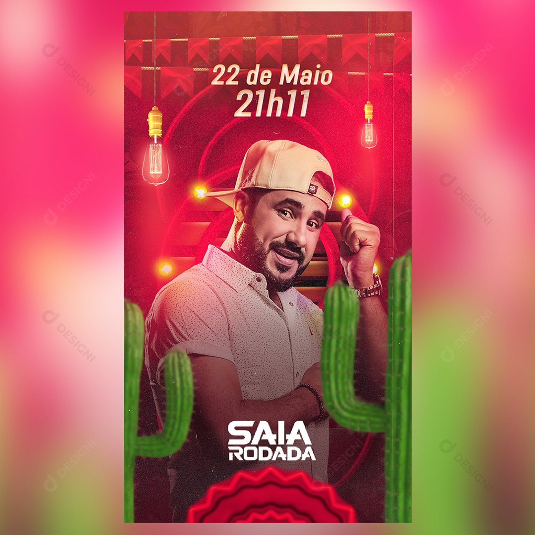 Flyer Story Cantor Saia Rodada Forró Social Media PSD Editável