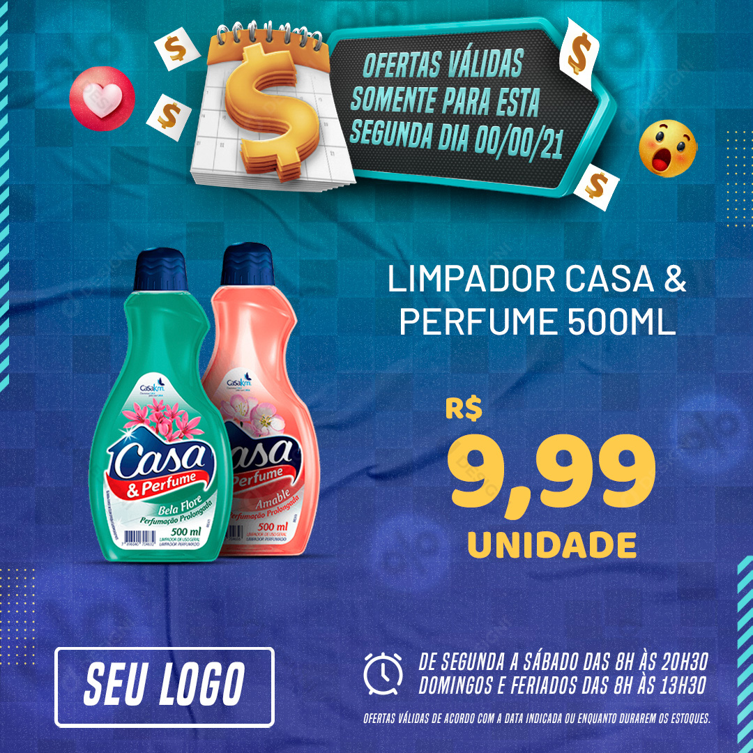 Supermercado Ofertas de Segunda-Feira Social Media PSD Editável