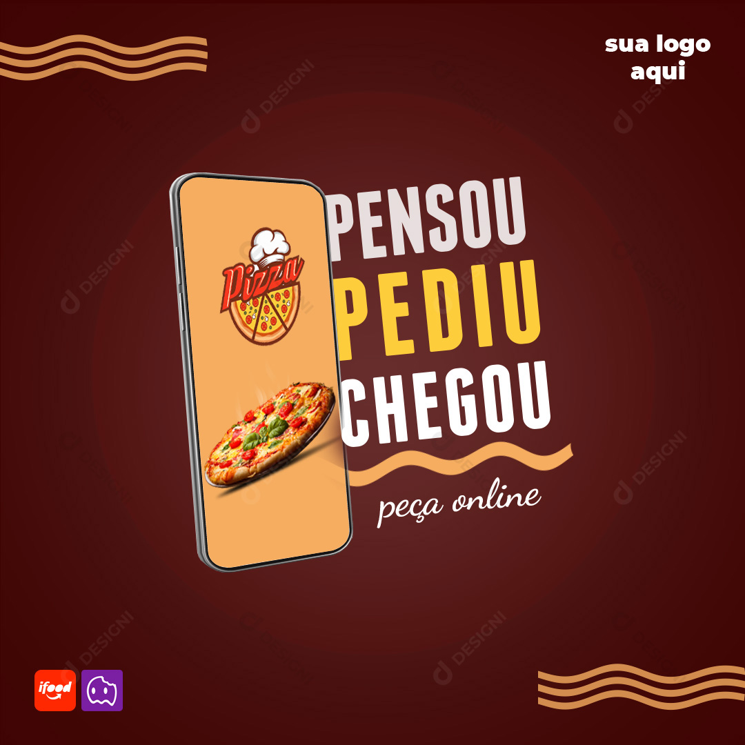 Delivery Pensou Pediu Chegou Social Media PSD Editável