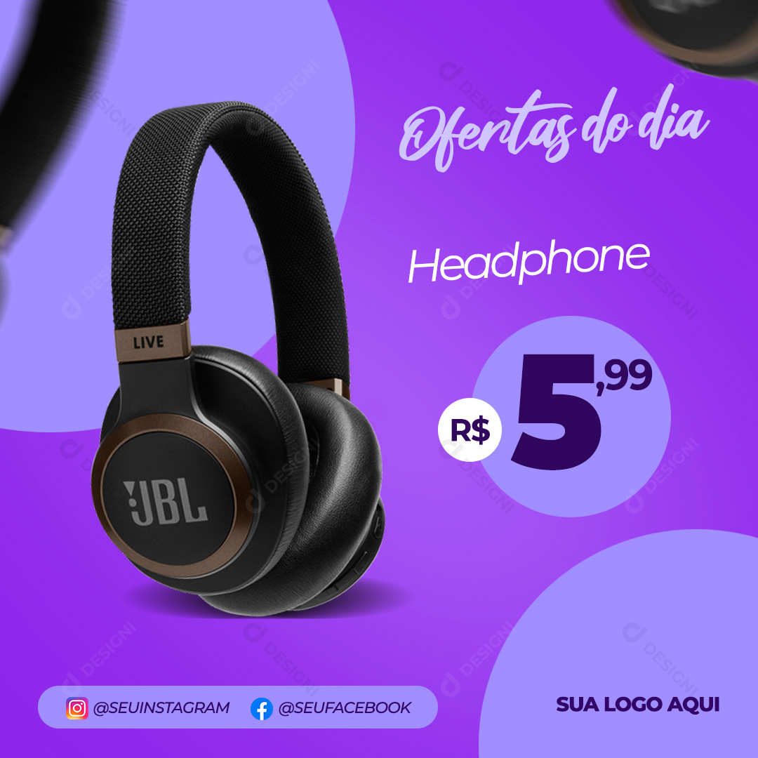 Ofertas do Dia Headphone Social Media PSD Editável