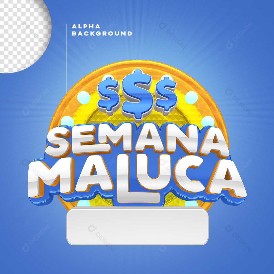 Selo 3D Semana Maluca Para Composição PNG Transparente