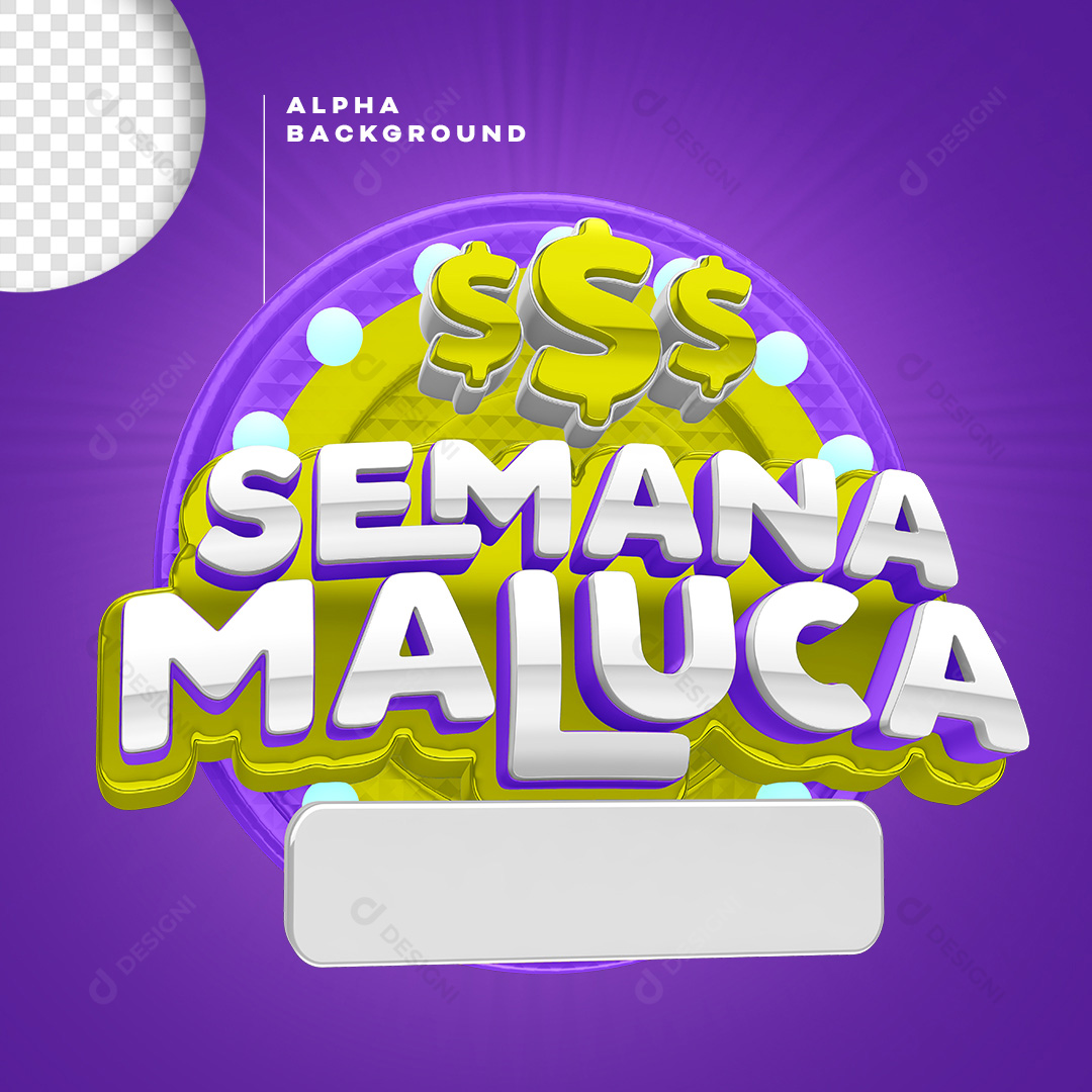 Selo 3D Semana Maluca Para Composição PNG Transparente