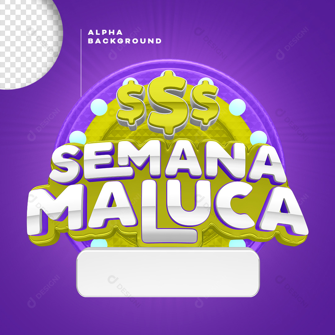 Selo 3D Semana Maluca Para Composição PNG Transparente