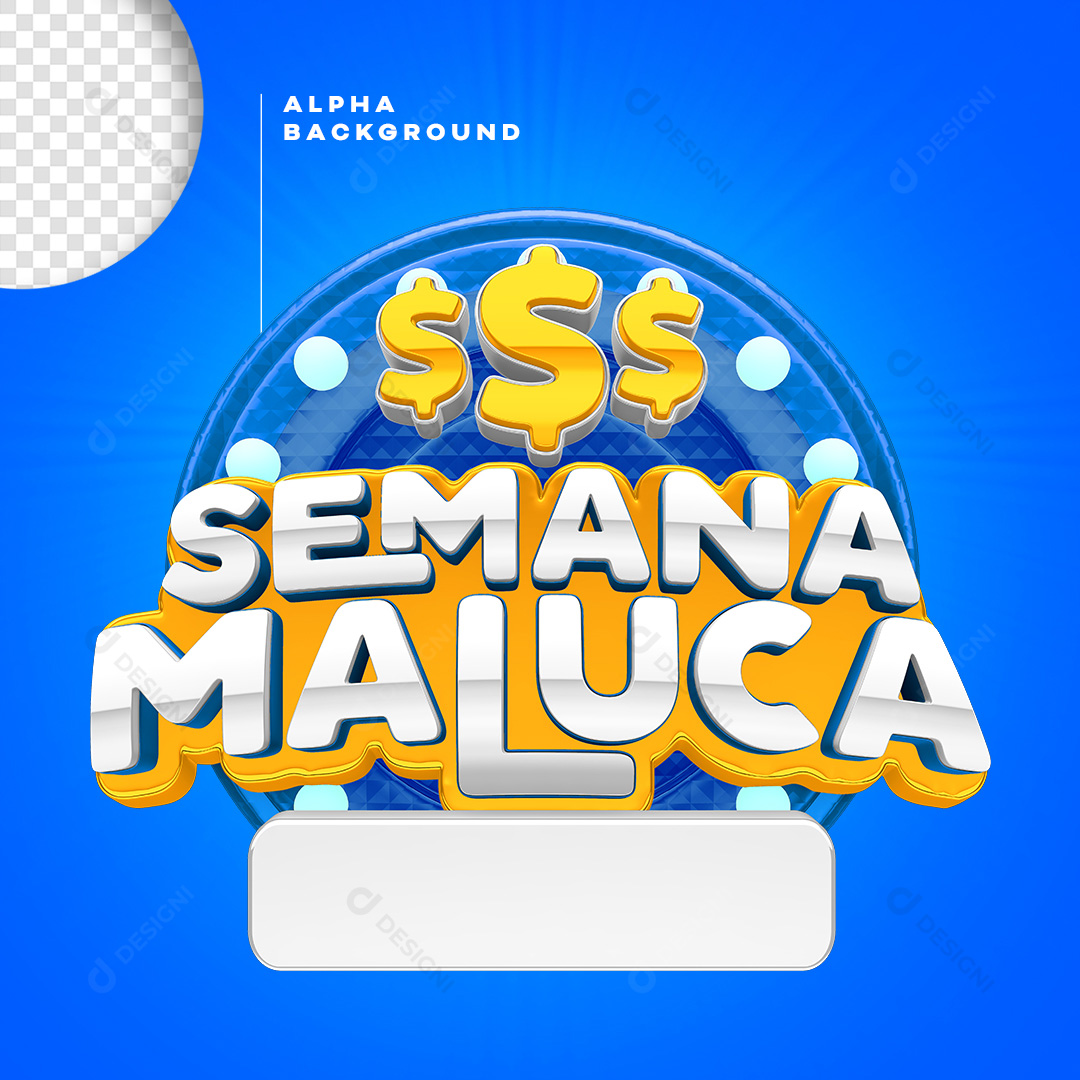 Selo 3D Semana Maluca Para Composição PNG Transparente