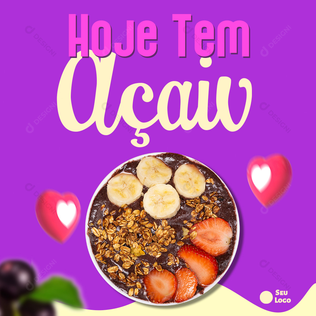 Açaíteria Hoje tem Açaí Social Media PSD editável