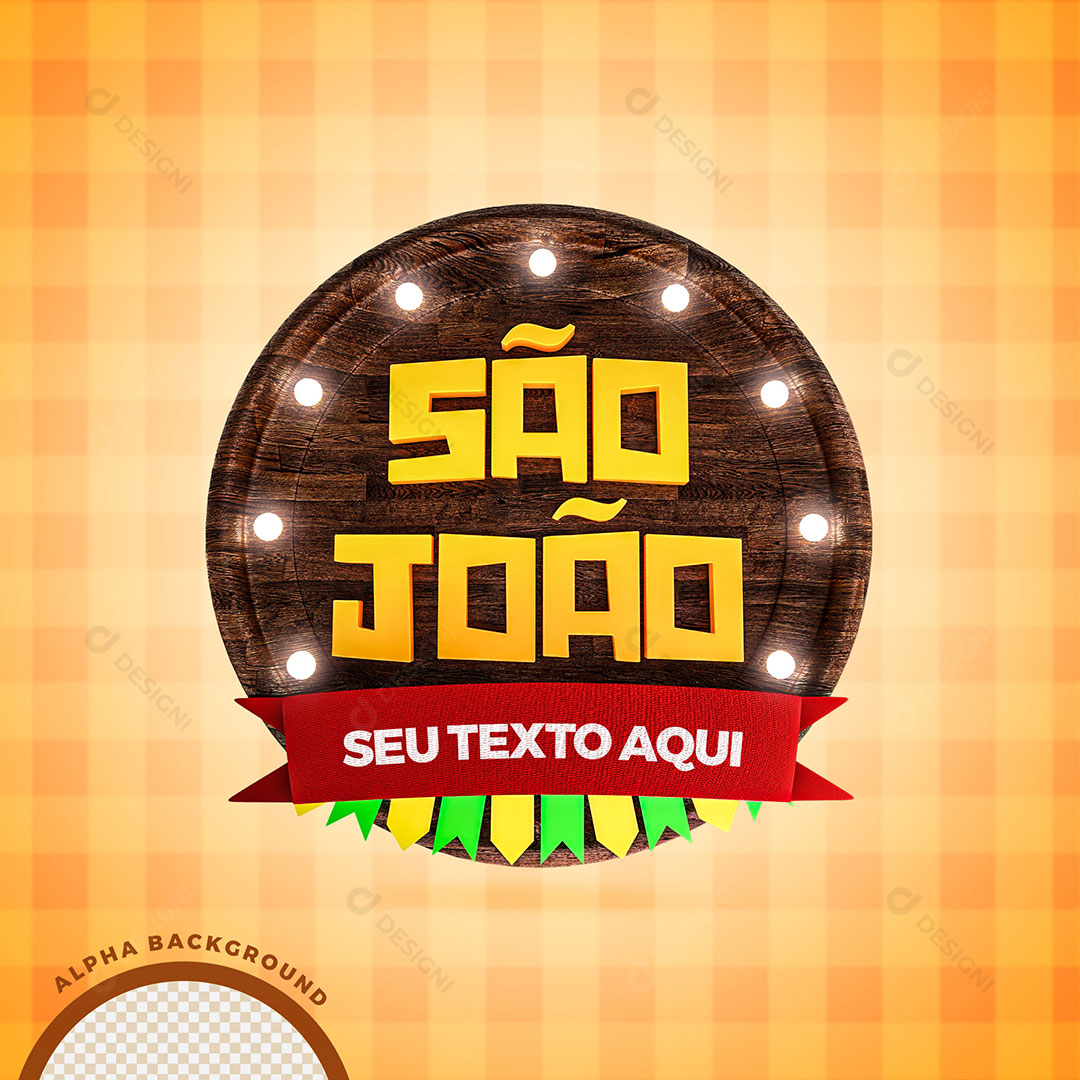 Selo 3D São João Para Composição Texto Editável PSD