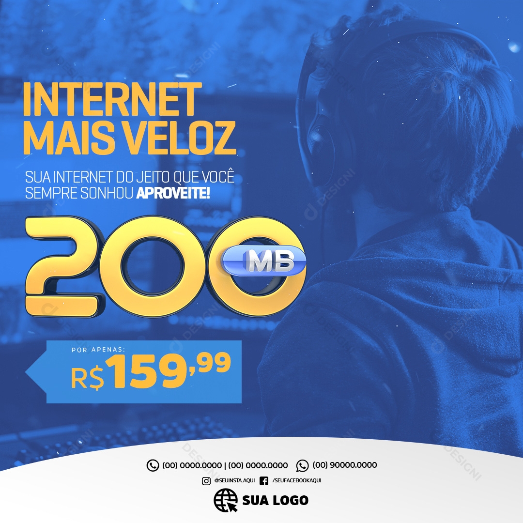 Internet Mais Veloz 200MB Social Media PSD Editável