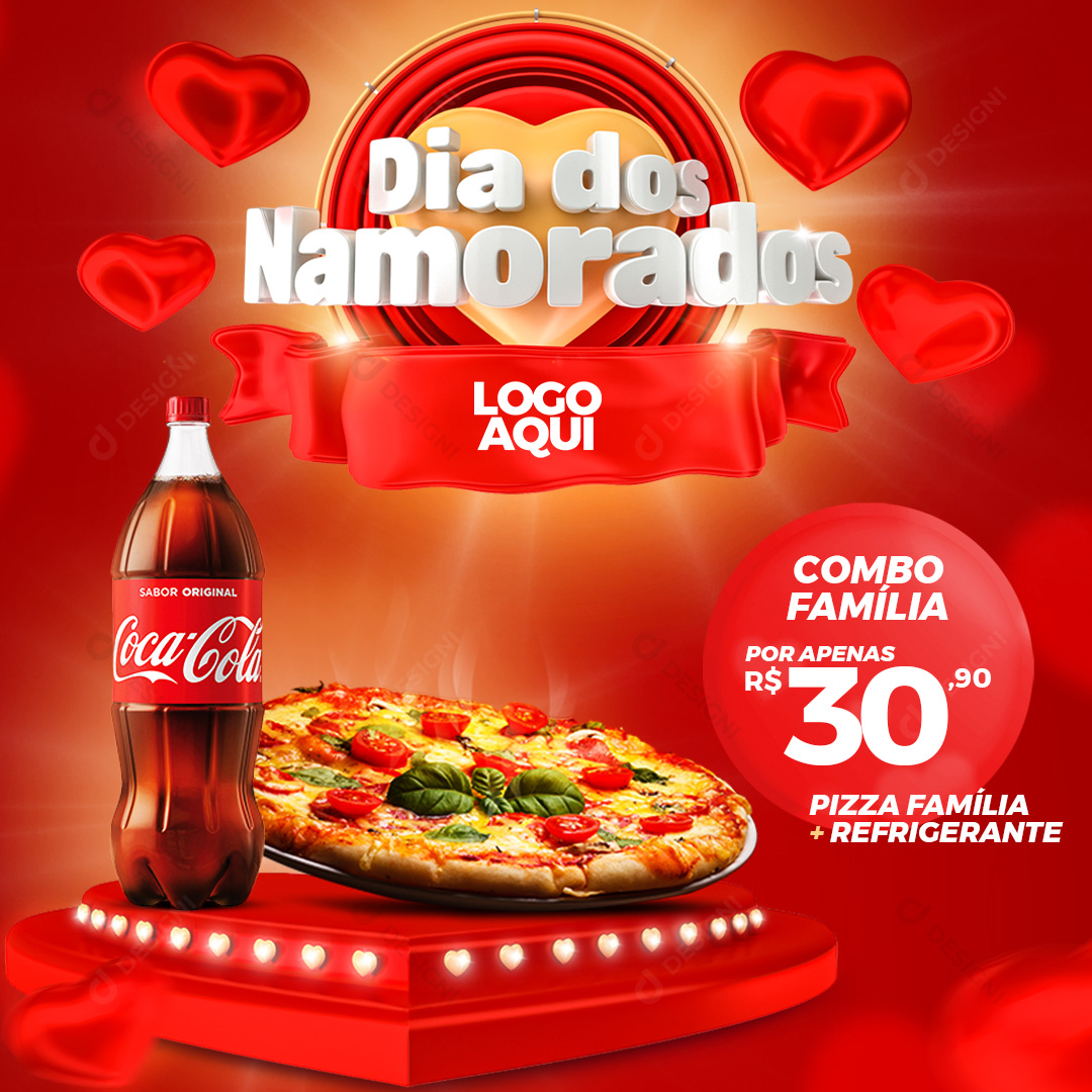 Dia Dos Namorados Pizzaria Combo Família Social Media PSD Editável