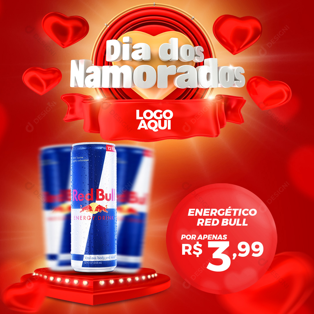 Dia Dos Namorados Energético RedBull Social Media PSD Editável