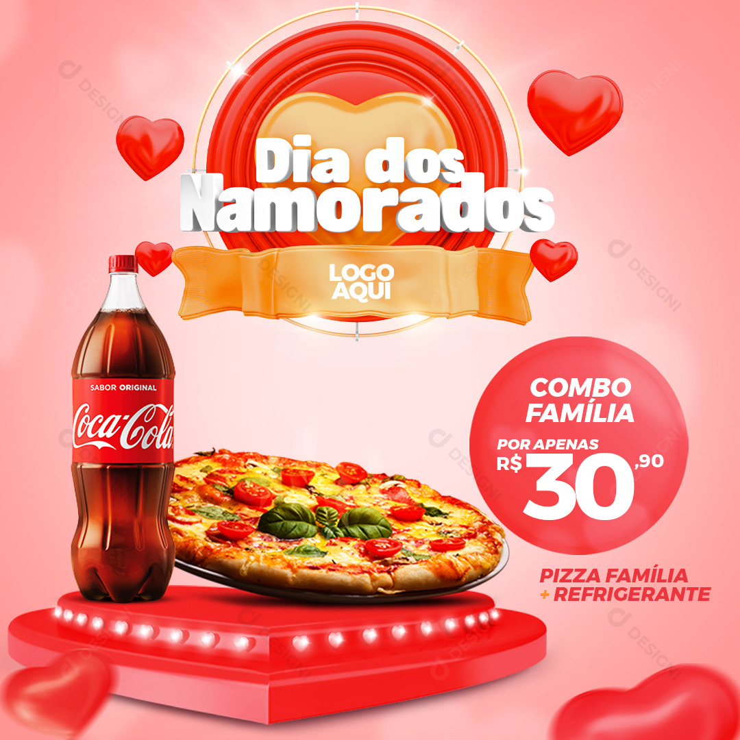 Dia Dos Namorados Pizzaria Combo Família Social Media PSD Editável