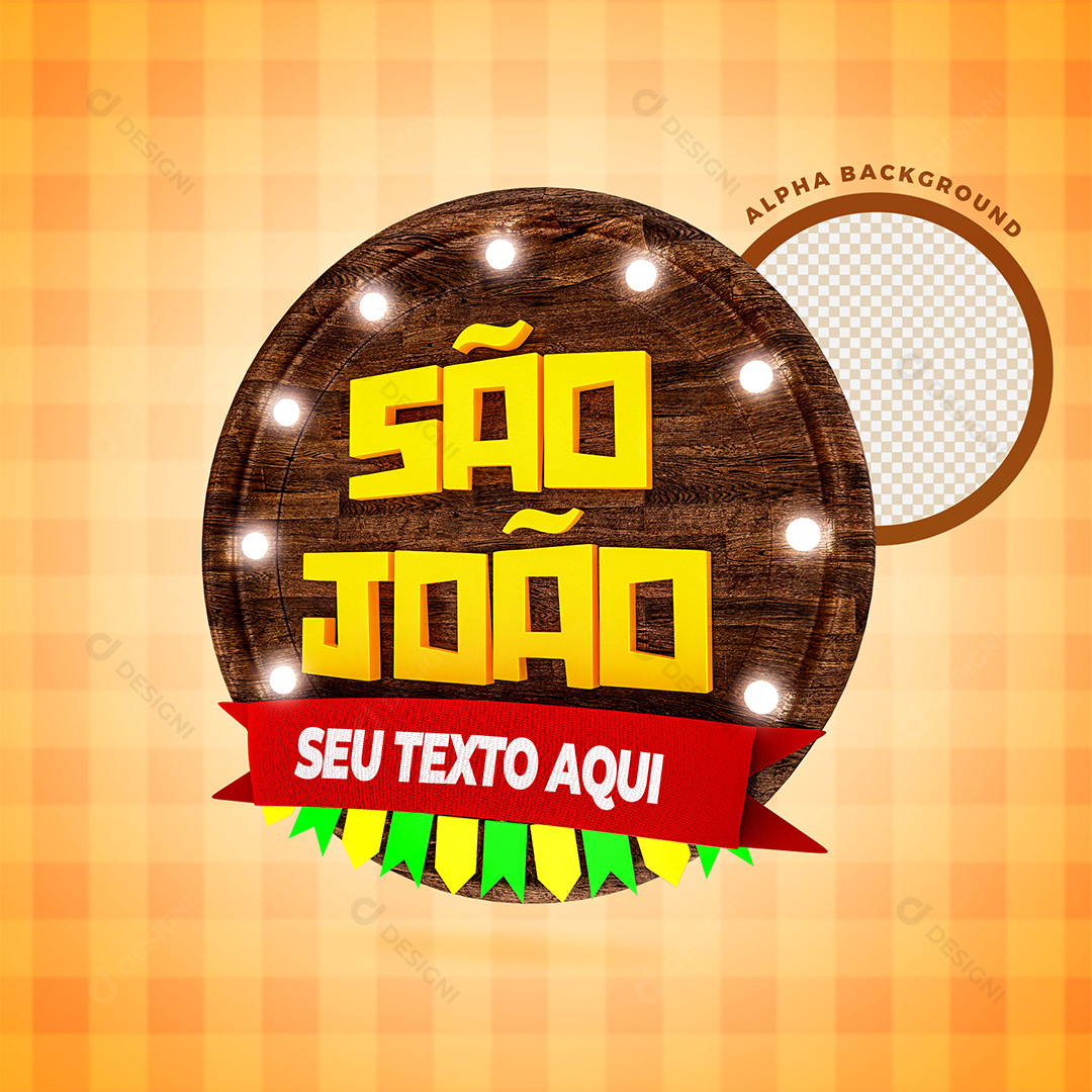 Selo 3D São João Para Composição Texto Editável PSD