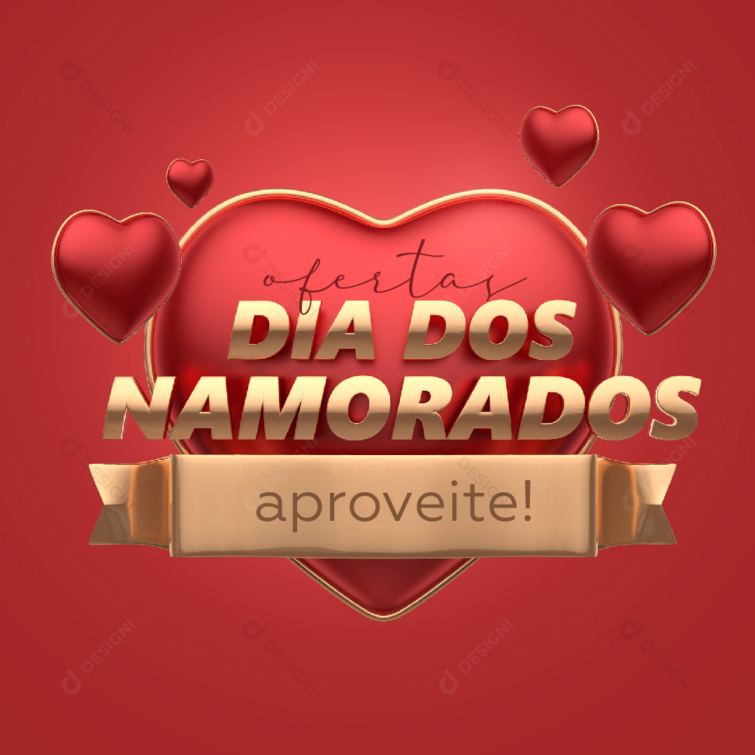 Selo 3D Festa Dia Dos Namorados Aproveite PSD Editável
