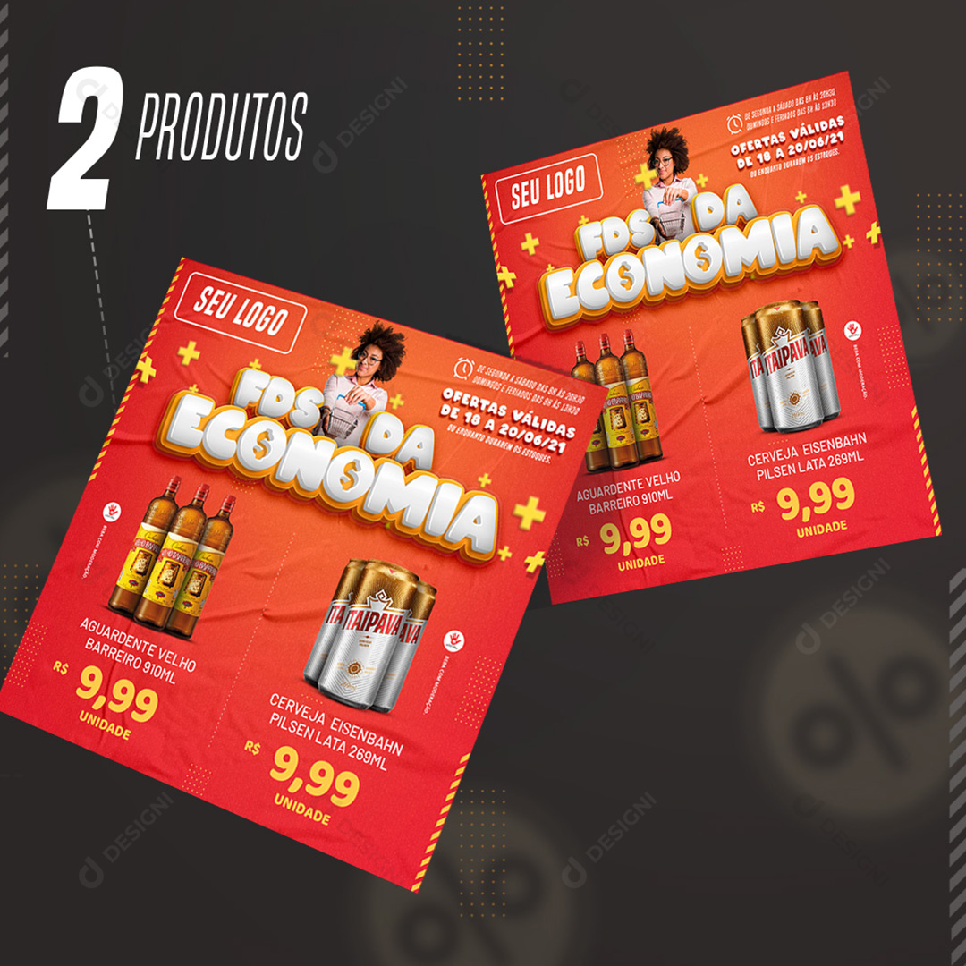 Supermercado FDS da Economia Bebidas Social Media PSD Editável