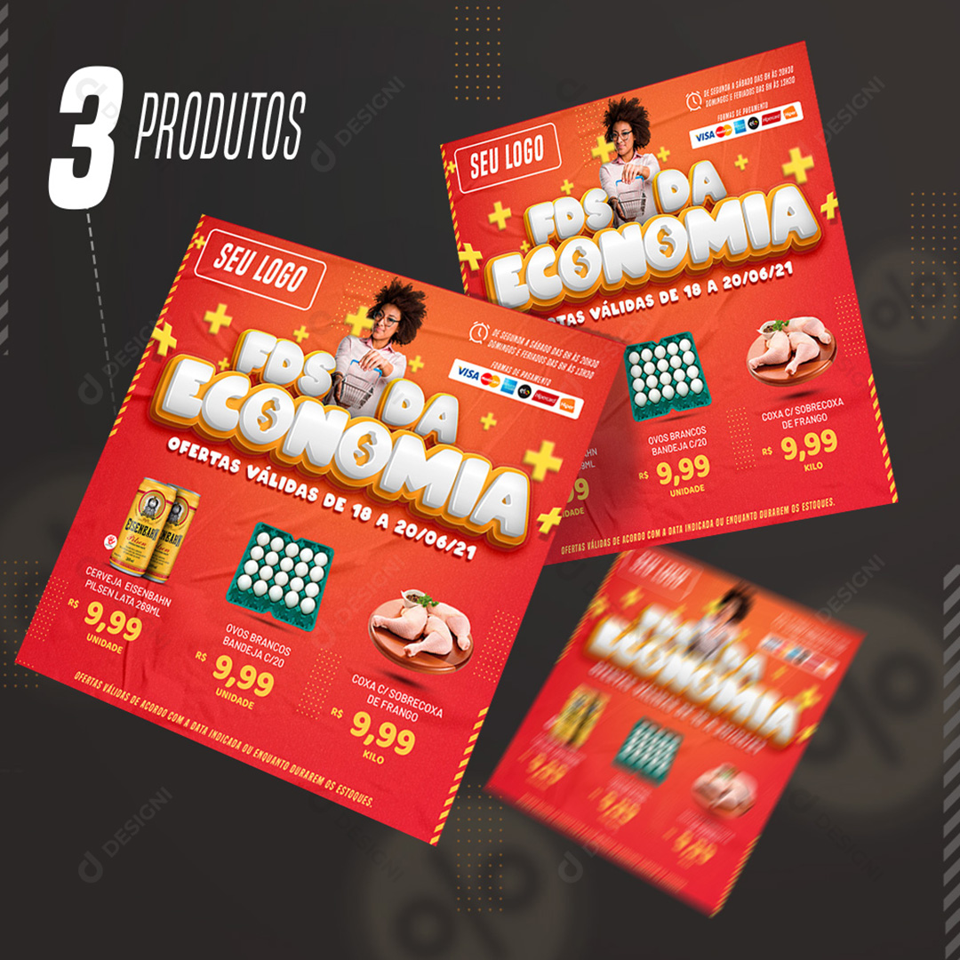 Supermercado FDS da Economia Produtos Social Media PSD Editável