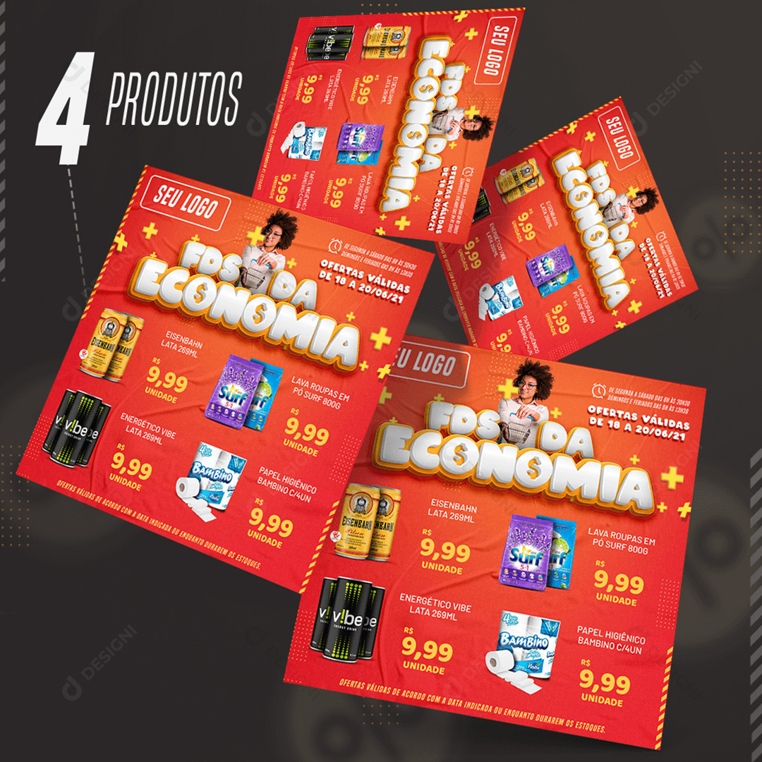 Supermercado FDS da Economia Bebidas Social Media PSD Editável