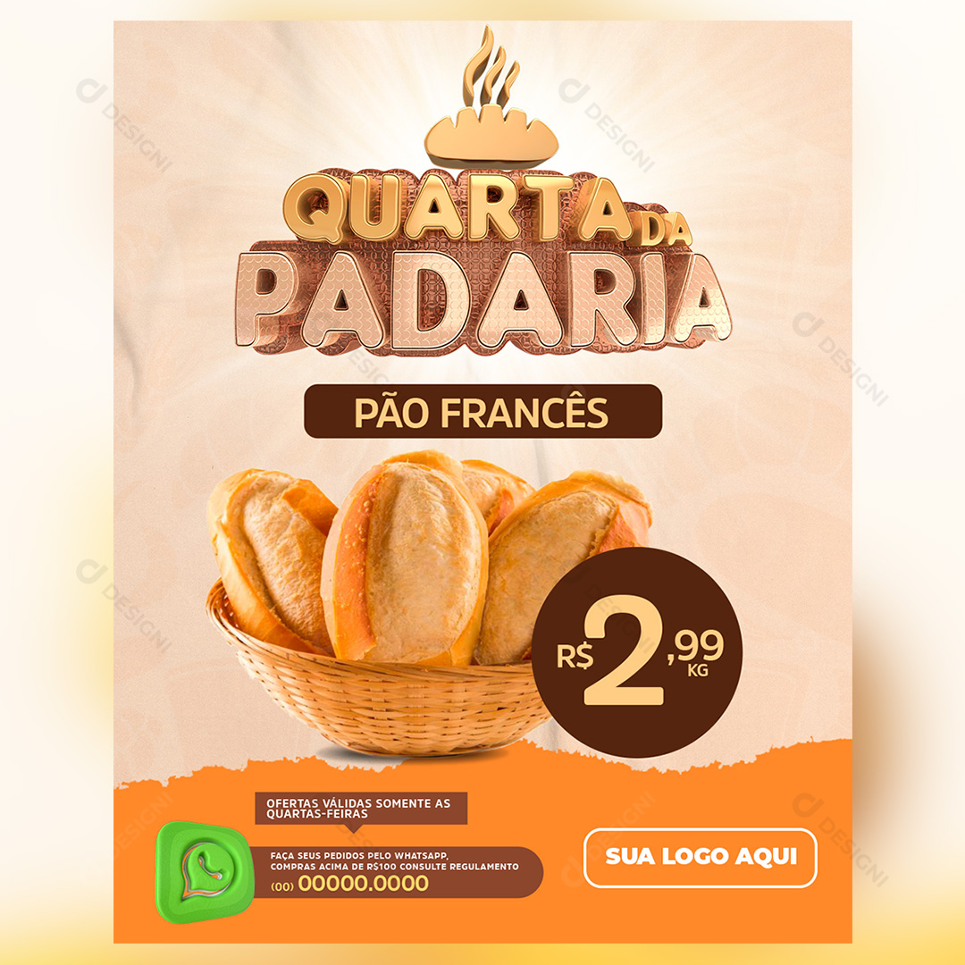 Panificadora Quarta da Padaria Social Media PSD Editável