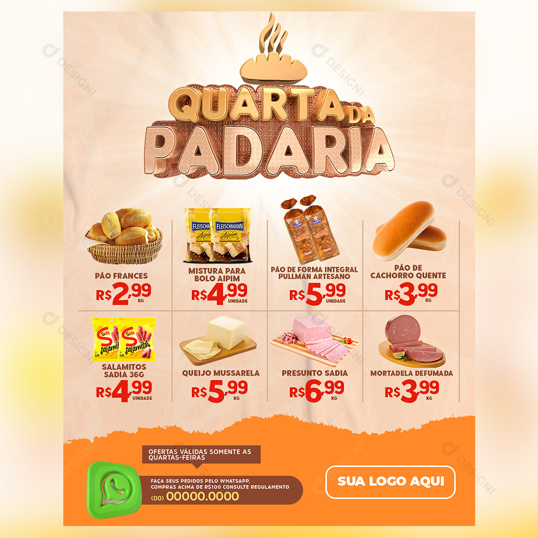 Panificadora Mini Encarte Quarta da Padaria Social Media PSD Editável