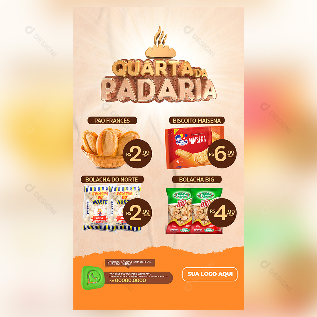 Panificadora Mini Encarte Story Quarta da Padaria Social Media PSD Editável