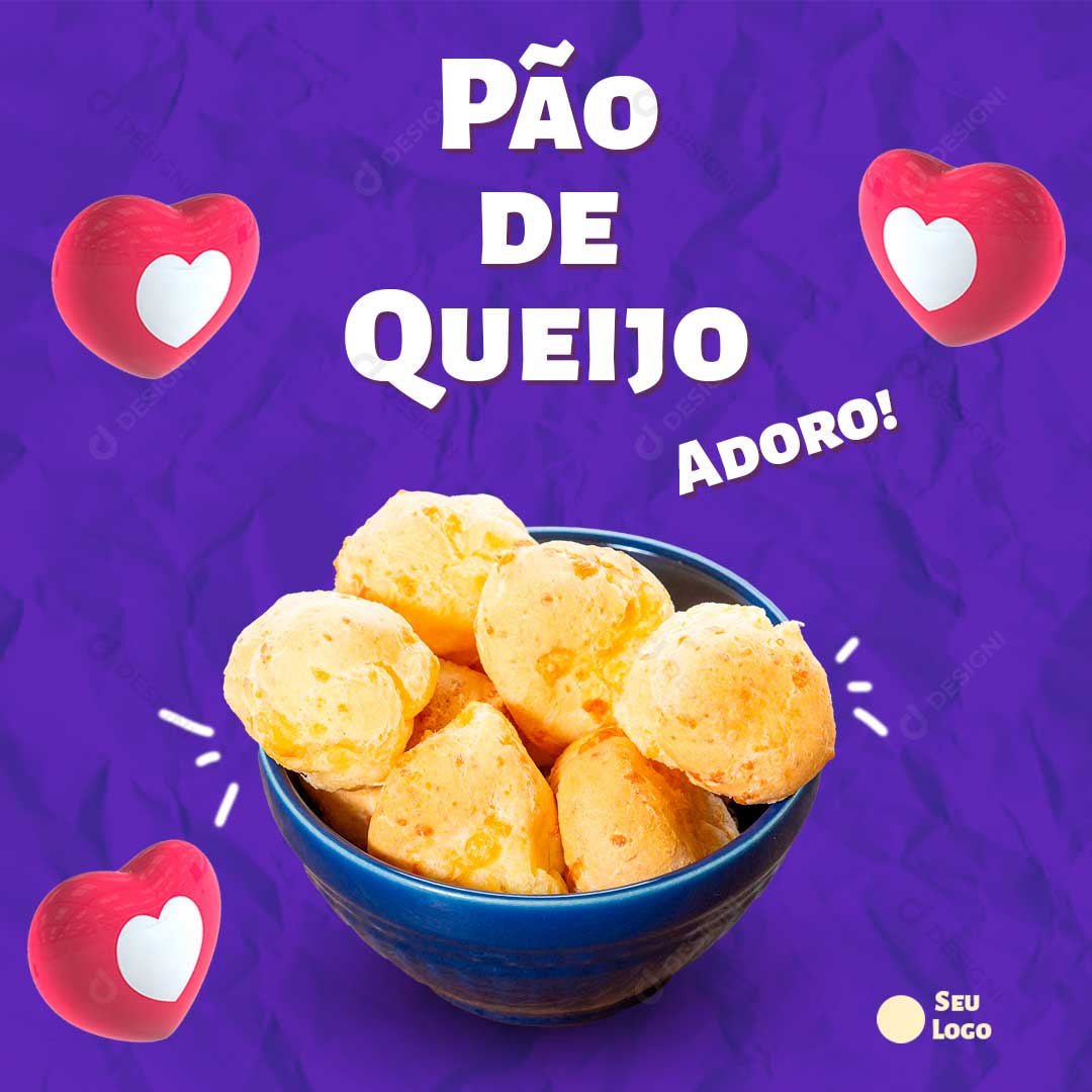 Panificadora Pão de Queijo Adoro Social Media PSD Editável