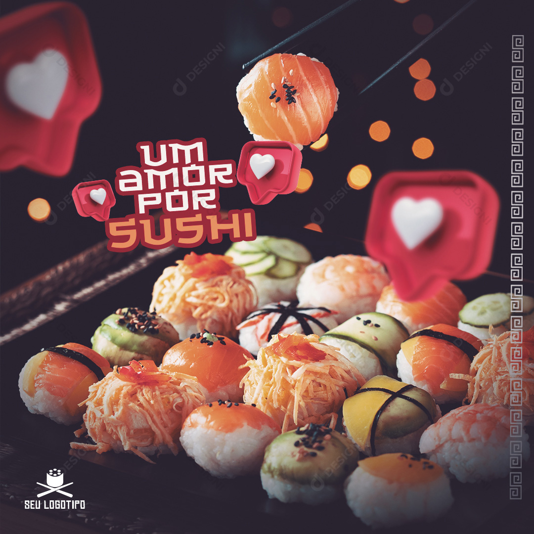 Um Amor Por Sushi Social Media PSD Editável