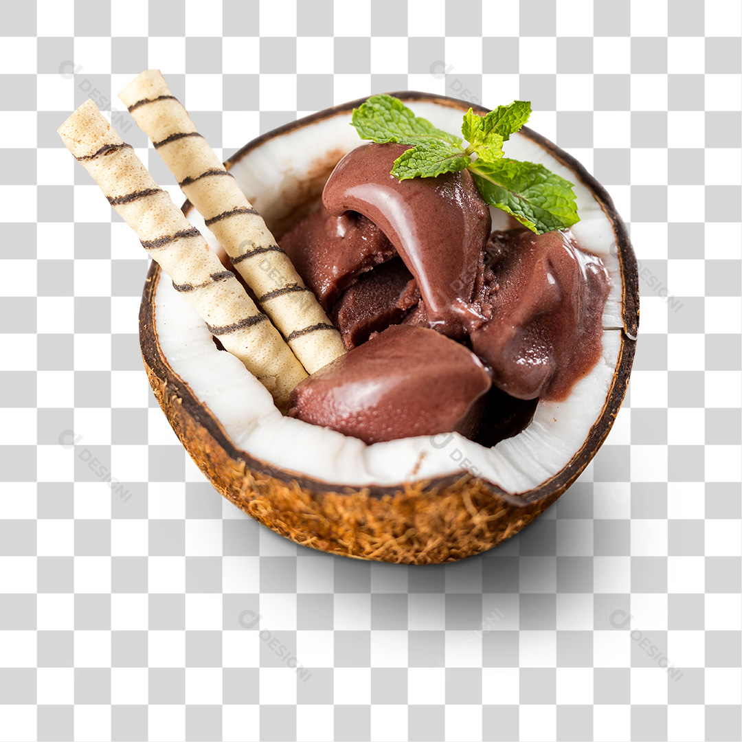 Açaí em uma Tigela de Coco PNG Transparente Sem Fundo