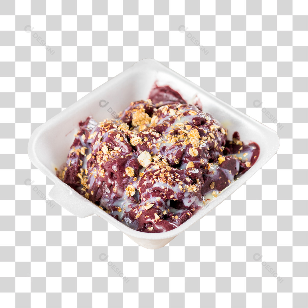 Marmita de Açaí Com Leite Condensado e Granola PNG Transparente Sem Fundo