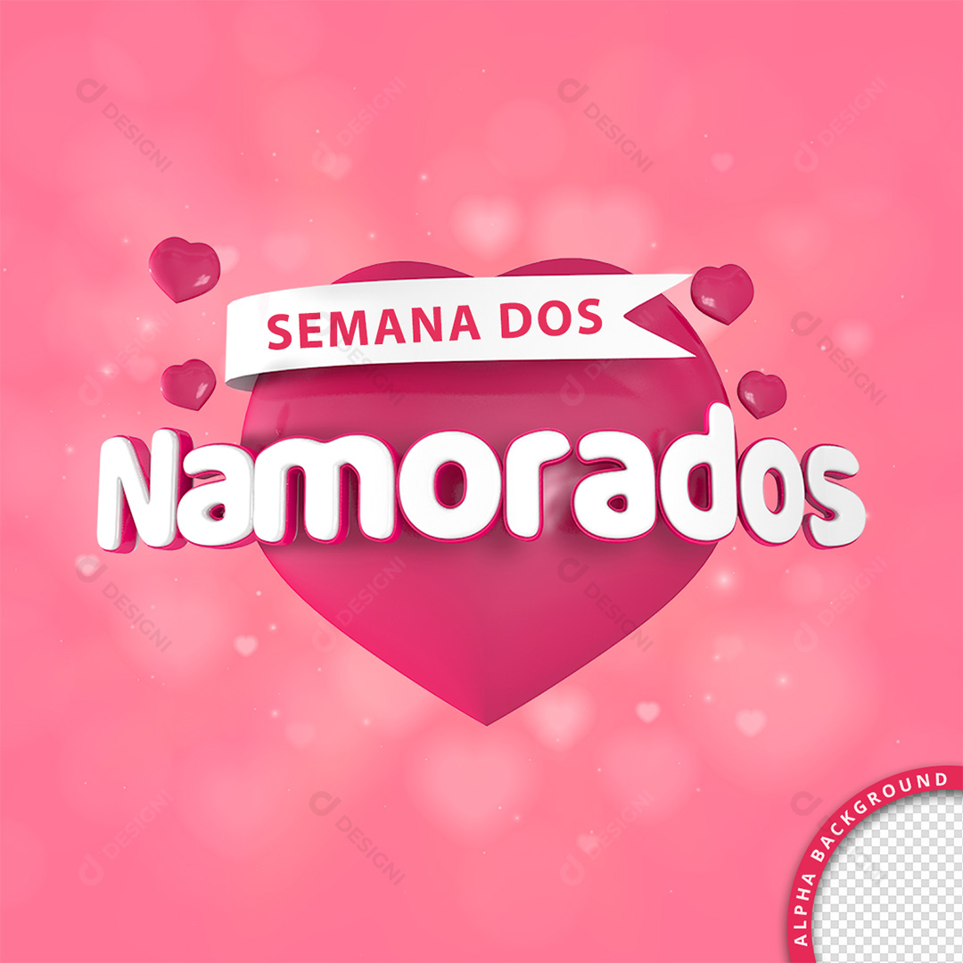Selo 3D Semana Dos Namorados PNG Transparente + PSD Editável