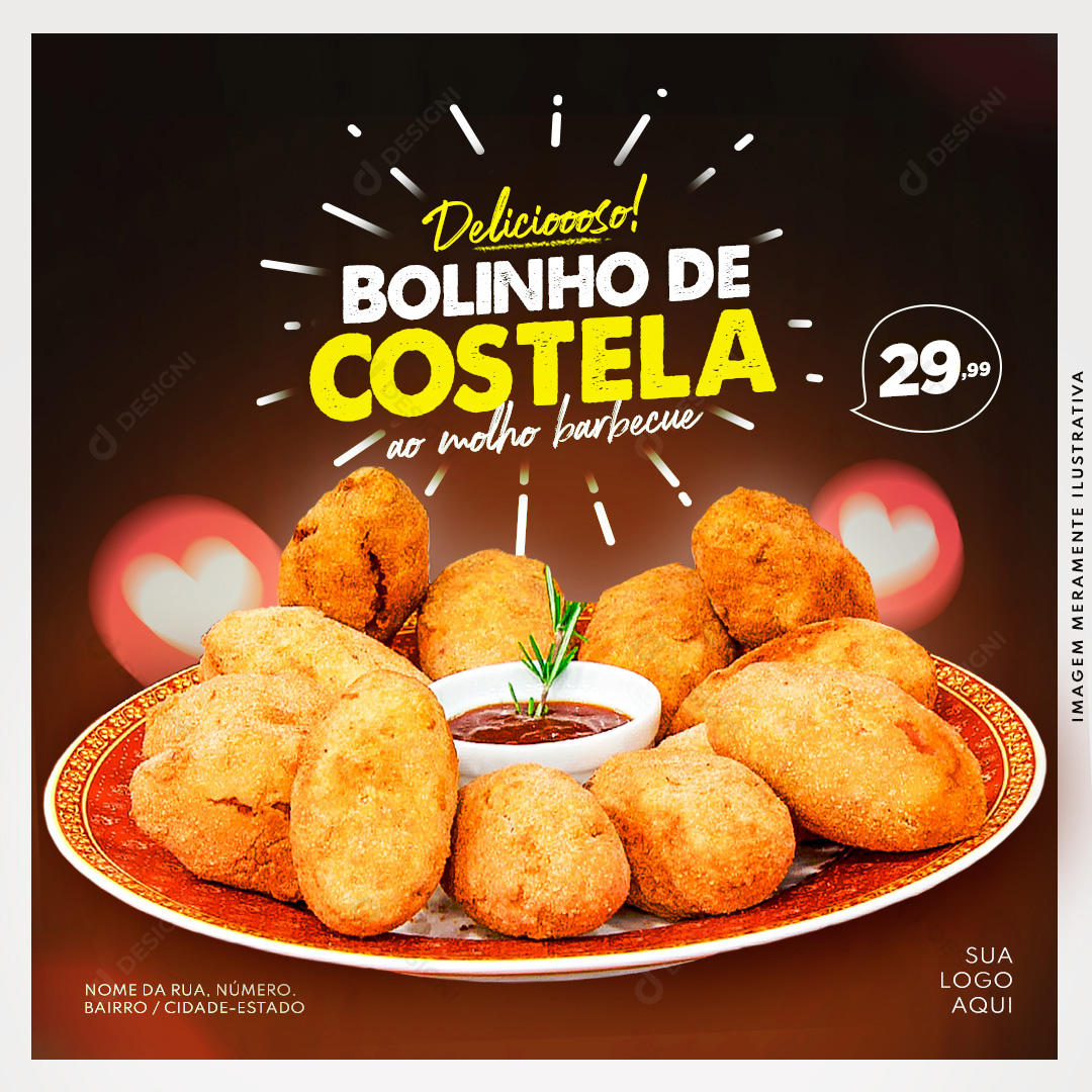 Panificado Bolinho de Costela Social Media Editável PSD