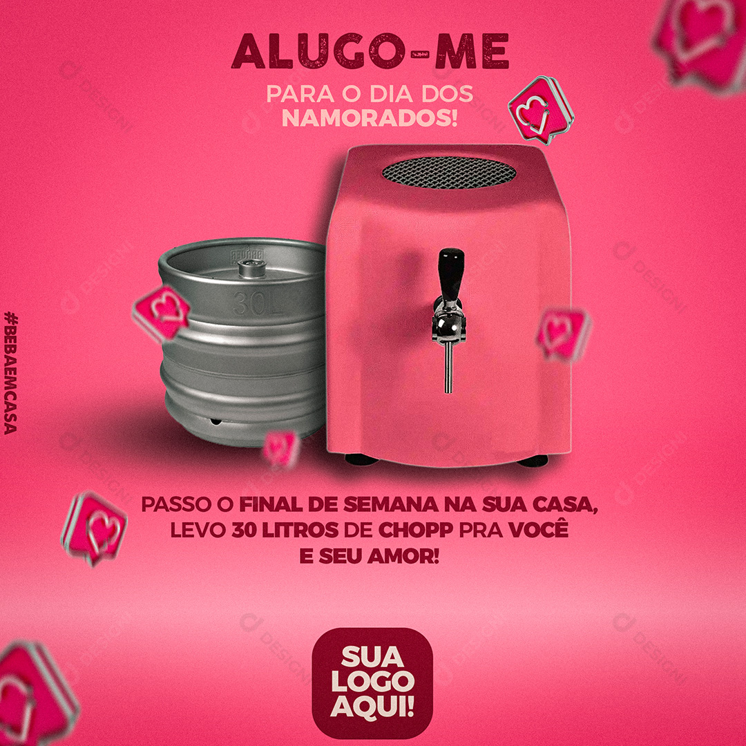 Chopeira Alugo-me Para o Dia Dos Namorados Social Media PSD Editável