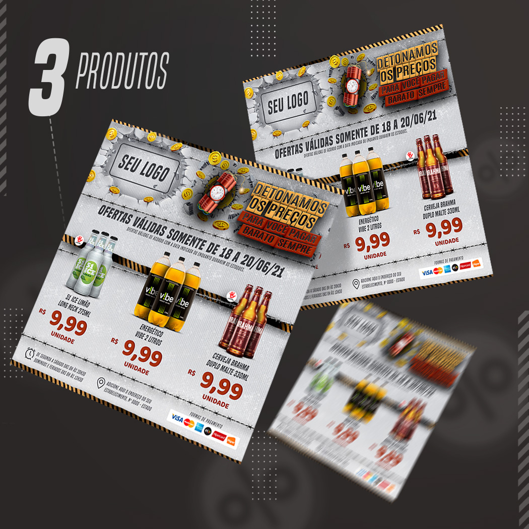 Supermercado Detona os Preços Produtos Social Media PSD Editável