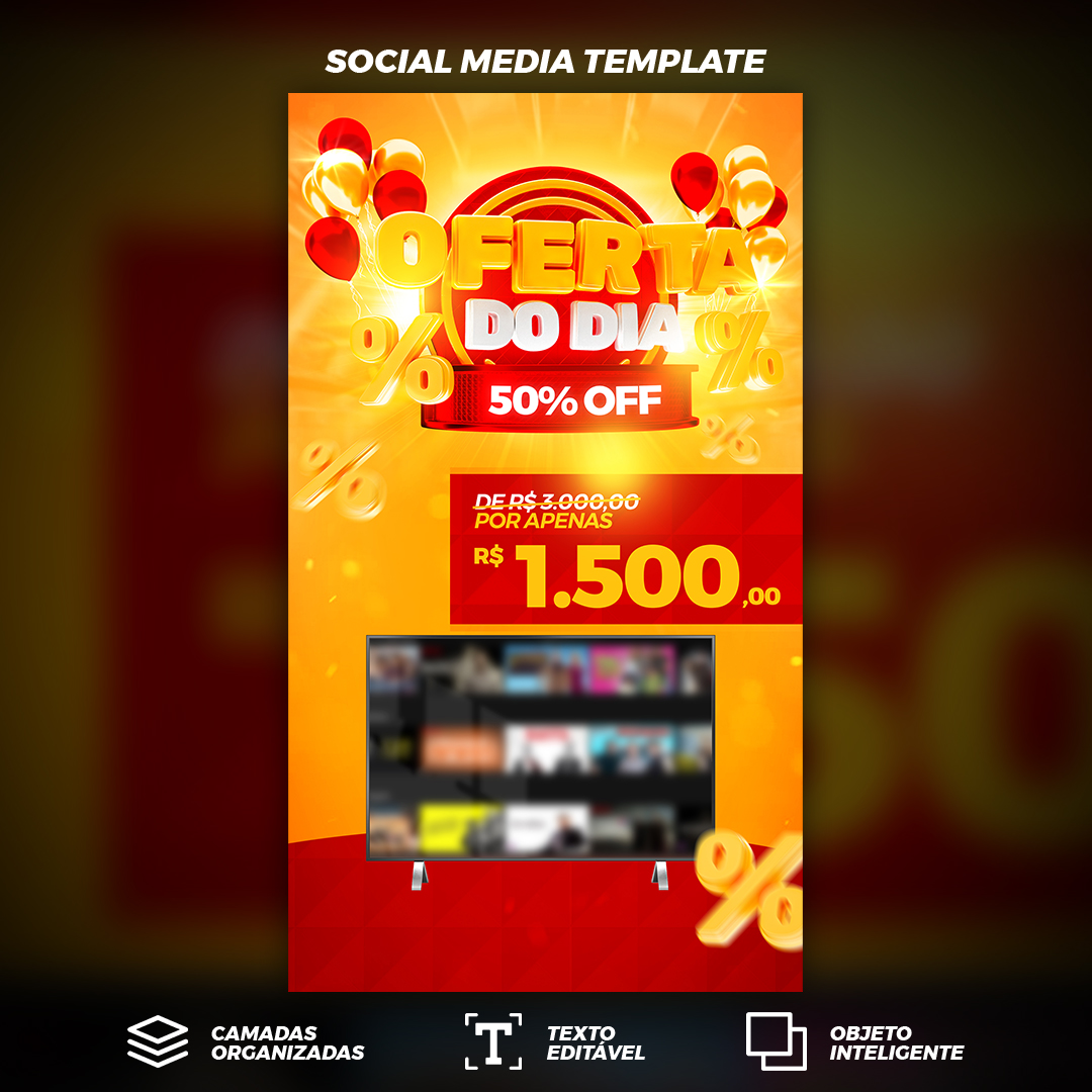 Story Oferta do Dia Lojas de Eletrônicos Social Media PSD Editável