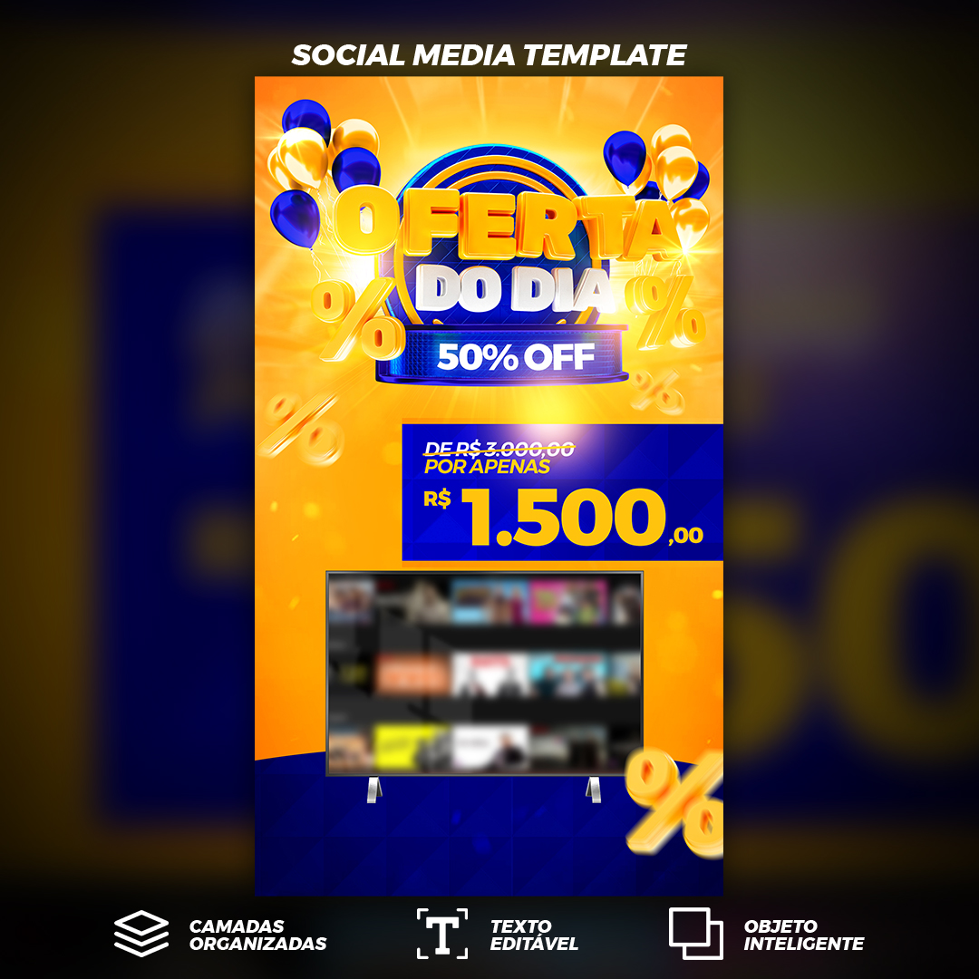 Story Oferta do Dia Lojas de Eletrônicos Social Media PSD Editável