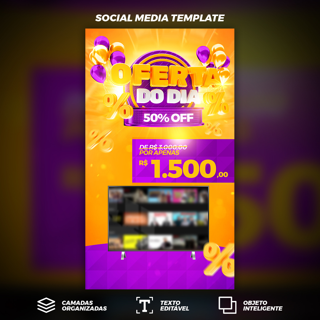 Story Oferta do Dia Lojas de Eletrônicos Social Media PSD Editável