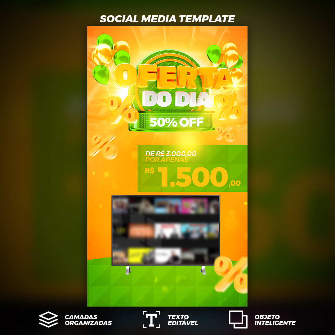 Story Oferta do Dia Lojas de Eletrônicos Social Media PSD Editável