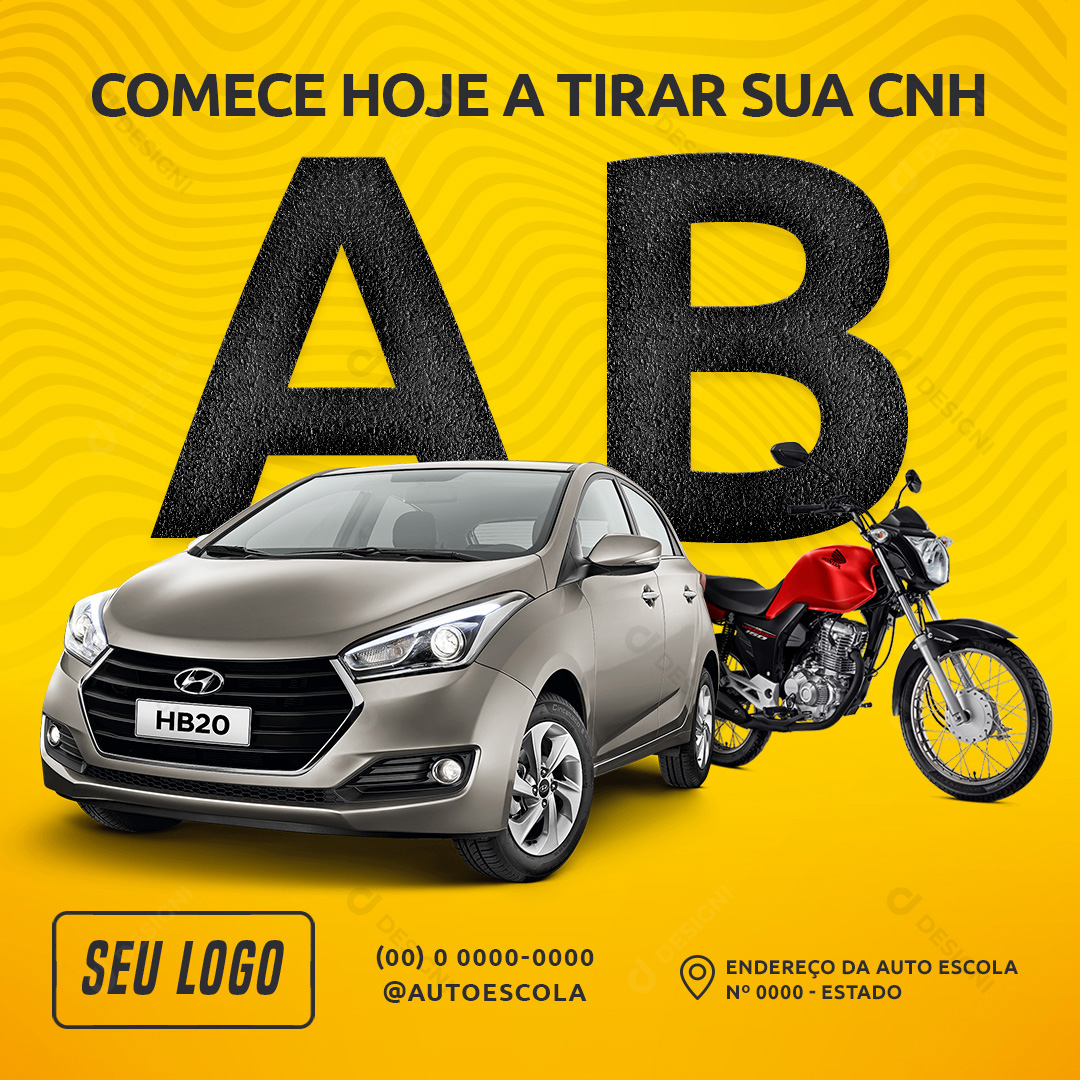Comece Hoje a Tirar Sua CNH AB Social Media PSD Editável