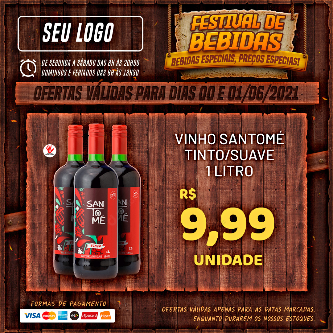 Festival de Bebidas Vinho Santomé Distribuidoras Social Media PSD Editável