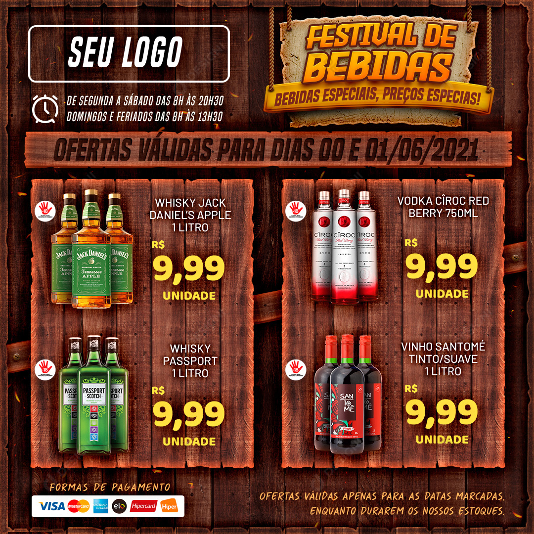 Mini Encarte Festival de Bebidas Distribuidora Social Media PSD Editável