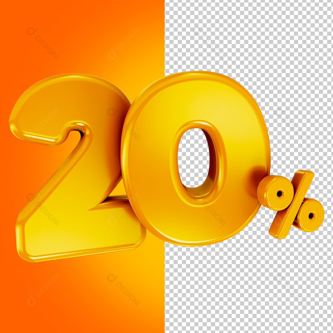 20% Selo 3D Para Composição PNG Transparente Sem Fundo