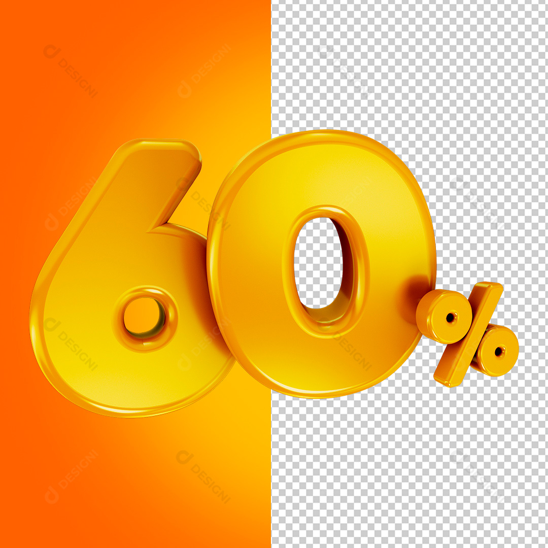 60% Selo 3D Para Composição PNG Transparente Sem Fundo