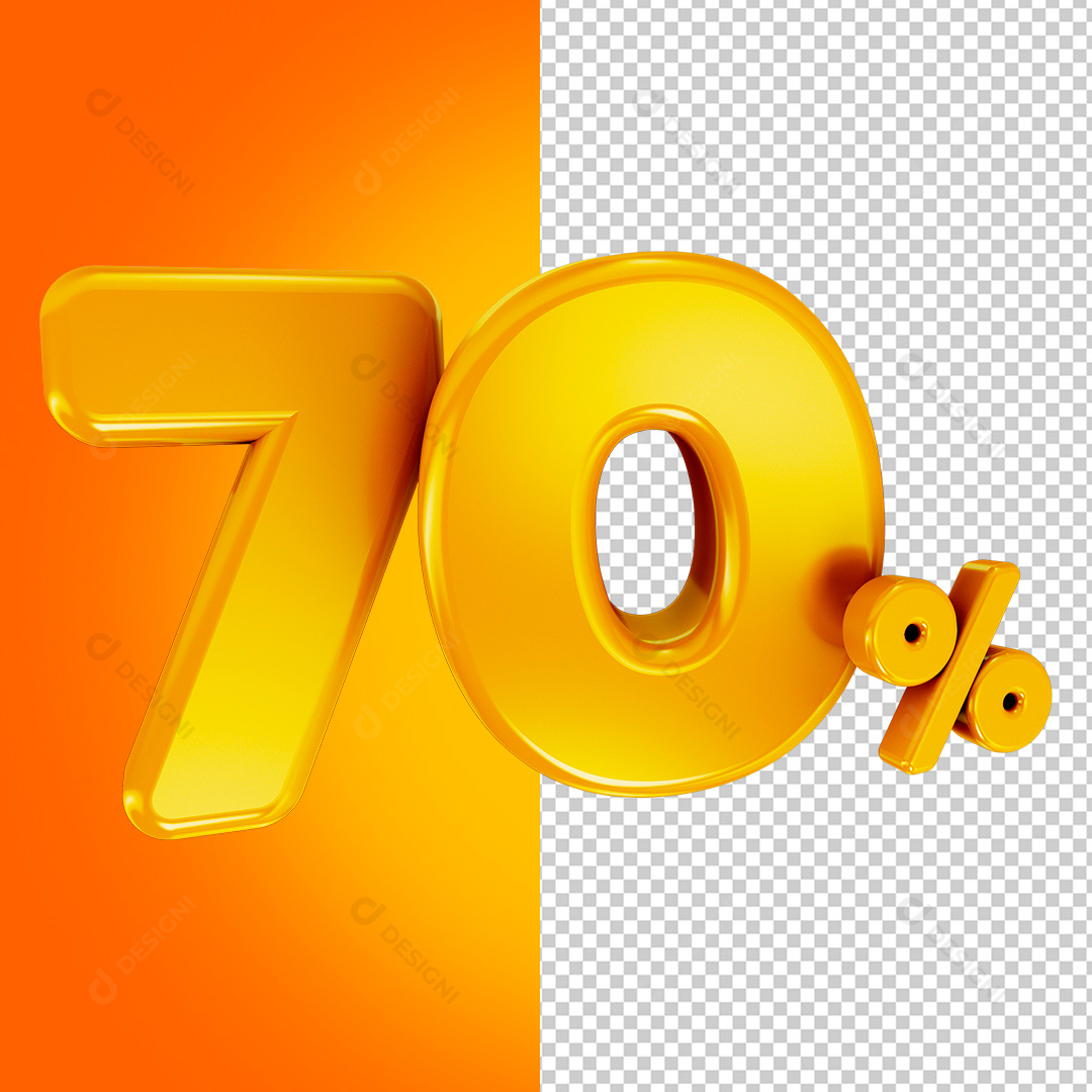 70% Selo 3D Para Composição PNG Transparente Sem Fundo