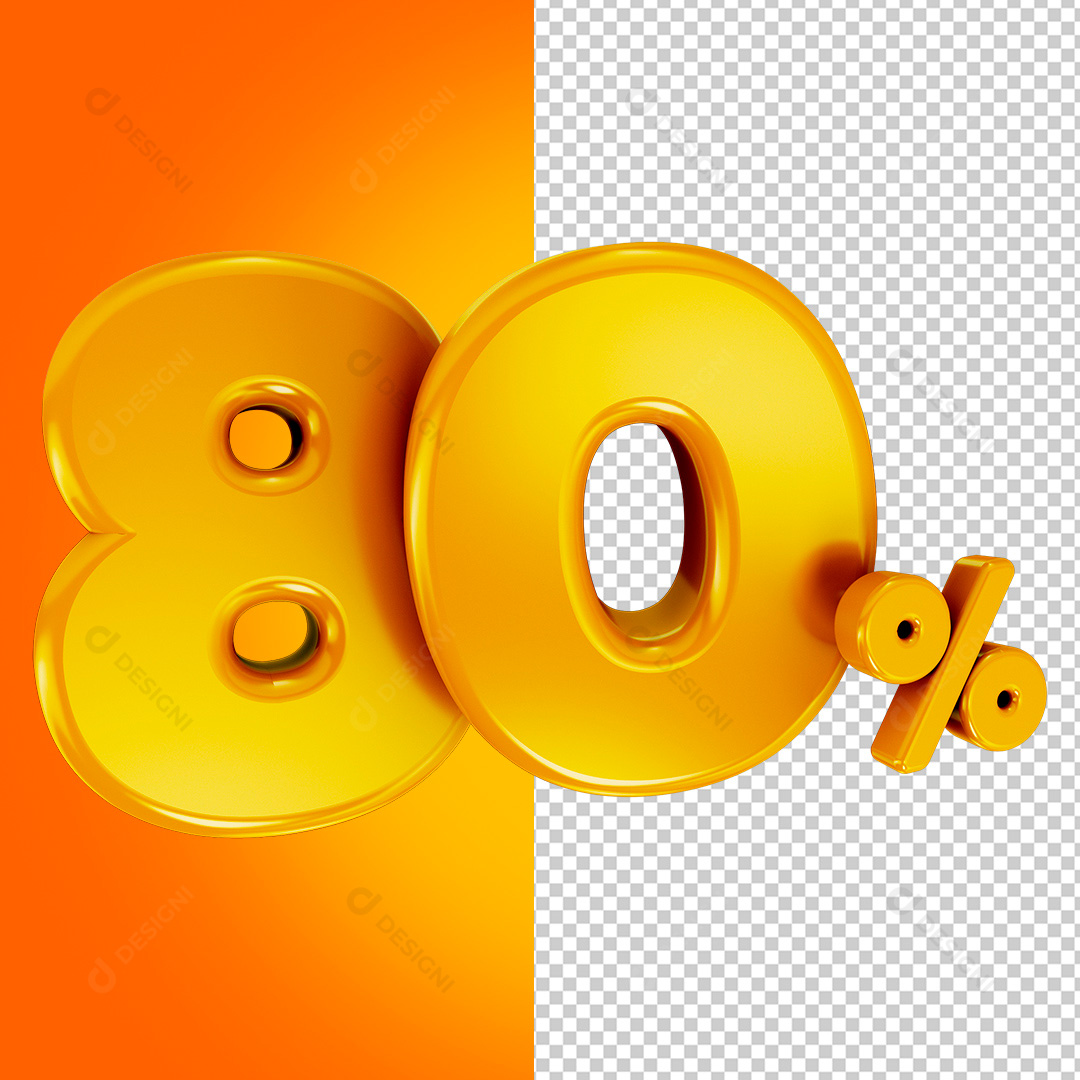 80% Selo 3D Para Composição PNG Transparente Sem Fundo