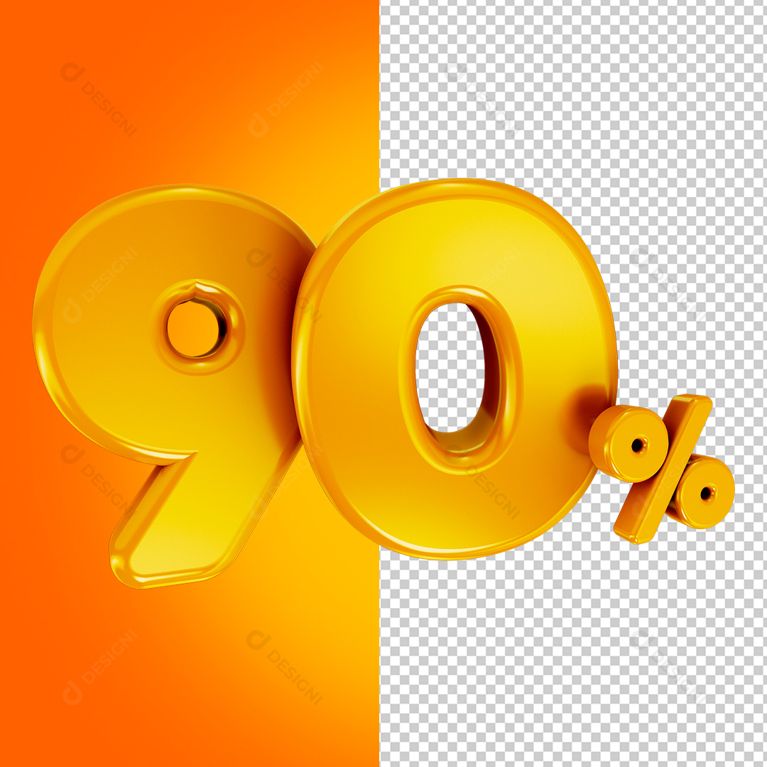 90% Selo 3D Para Composição PNG Transparente Sem Fundo